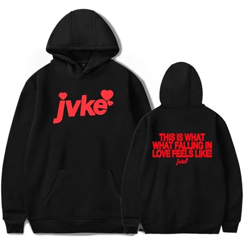 OUHZNUX JVKE Falling In Love Merch Tour Hoodie Kapuzenpullover 2D Lässiger Bedruckter Pullover Vintage Harajuku Oberteil Lässiger Winter Pullover Hip Hop Streetwear Männer Und Frauen-Black||XXS von OUHZNUX