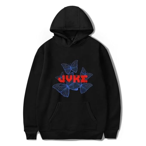 OUHZNUX JVKE Golden Hour Album Merch Tour Hoodie Kapuzenpullover 2D Casual Bedruckter Pullover Hip Hop Vintage Top Lustiger Langarmpullover Vintage Streetwear Männer Und Frauen XXS-4XL-Black||XXS von OUHZNUX