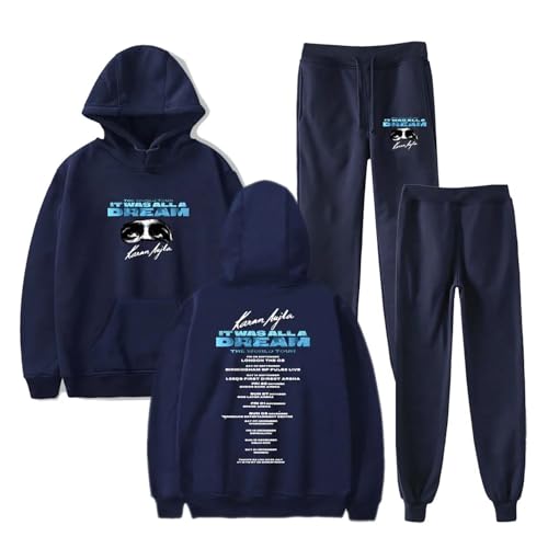 OUHZNUX Karan Aujla It was All A Dream World Tour Mer Hoodie Kapuzenpullover+ Jogger 2 Stück Set 2D Lässiger Bedruckter Pullover Vintage Hip Hop Sweatshirt Männer Und Frauen XXS-4XL-Black||XXS von OUHZNUX