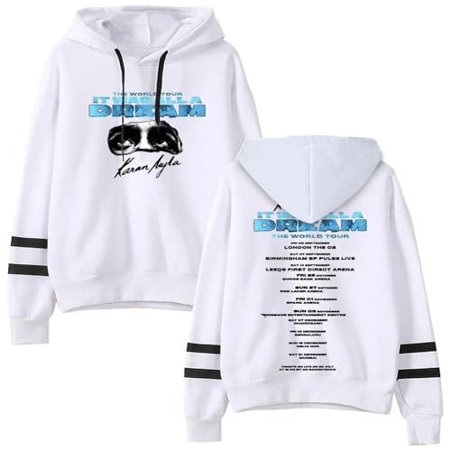 OUHZNUX Karan Aujla It was All A Dream World Tour Merch Taschenloser Parallelstreifen Hoodie 2D Lässiger Bedruckter Pullover Neutrale Streetwear Geeignet Für Männer Und Frauen XXS-4XL-Black||XXS von OUHZNUX