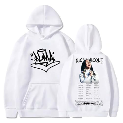 OUHZNUX Nicki Nicole Alma Nord Amerika Tour Merch Neutral Hoodie Kapuzenpullover 2D Mode Bedruckter Pullover Harajuku Straßenkleidung Klassischer Langärmeliger Hip Hop Retro-Pullover-Black||XXS von OUHZNUX