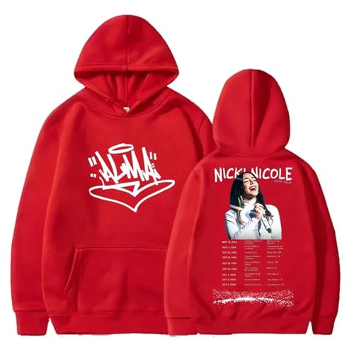 OUHZNUX Nicki Nicole Alma Nord Amerika Tour Merch Neutral Hoodie Kapuzenpullover 2D Mode Bedruckter Pullover Harajuku Straßenkleidung Klassischer Langärmeliger Hip Hop Retro-Pullover-Black||XXS von OUHZNUX