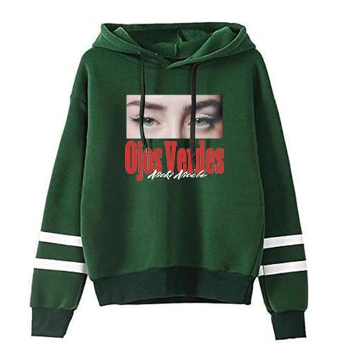 OUHZNUX Nicki Nicole Ojos Verdes Album Merch Herren & Damen Keine Tasche Parallel Stripe Hoodie Kapuzenpullover 2D Mode Bedruckter Pullover Vintage Streetwear XXS-4XL-Black||XXS von OUHZNUX