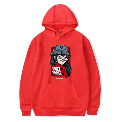 OUHZNUX Nicki Nicole Tour Merch Herren Und Damen Hoodies Kapuzenpullover 2D Mode Bedruckter Pullover Vintage Streetwear Klassisches Sweatshirt Mit Langen Ärmeln Hip Hop Pullover XXS-4XL-Black||XXS von OUHZNUX