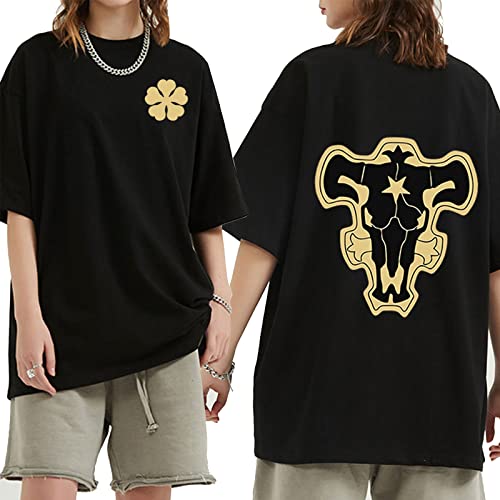 OUHZNUX T-Shirt Black Clover Doppelseitiges Black Bull T-Shirt Druck Lustiges Anime T-Shirt Männer Neun Ritter Grafik T-Shirt Streetwear Cooles T-Shirt Hip Hop Top T-Shirt Männlich XXS-XXL von OUHZNUX
