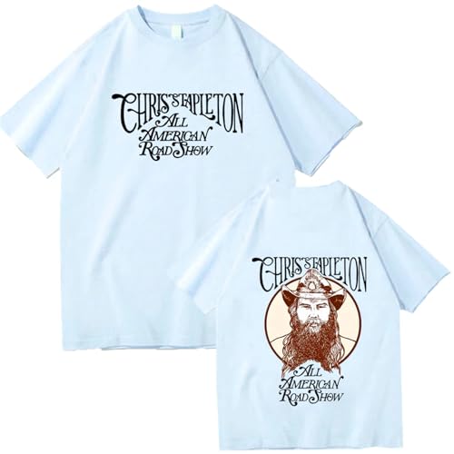 OUHZNUX T-Shirt Für Damen Und Herren, Chris Stapleton-Musik-T-Shirt, Modisches Hip-Hop-Shirt, Rundhalsausschnitt, Kurzärmlig, Herren- Und Damen-Shirt, Fan-T-Shirt, XS-3XL-Aqua Blue||XXL von OUHZNUX