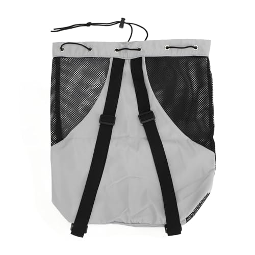 OUKENS Netz-Strandrucksack, Verstellbarer Schultergurt, Leichter, Atmungsaktiver Netz- Und PVC-Schwimmnetz-Rucksack Für Fitnessstudio, Netz-Ausrüstungstasche, Turnbeutel Mit Kordelzug(grau) von OUKENS