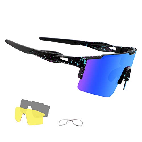OULIQI Fahrradbrille Herren Damen Polarisierte Sonnenbrille, Sportbrillen TR90 Unbreakable MTB,UV400 Schutzbrille Sportbrille Schnelle Brille mit 3 Wechselgläser für Radfahren Laufen Golf Baseball OULIQI Fahrradbrille Herren Damen Polarisierte Sonnenbrille, Sportbrillen TR90 Unbreakable MTB,UV400 Schutzbrille Sportbrille Schnelle Brille mit 3 Wechselgläser für Radfahren Laufen Golf Baseball von OULIQI