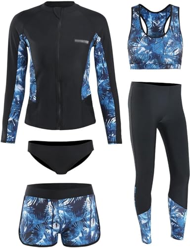 OULLWLZL Damen-Neoprenanzug, 5-teiliges Set, UV-Schutz, Surfanzug, Sommer-Langarm-elastischer Tauchanzug, geteilter Badeanzug,L,Blue OULLWLZL Damen-Neoprenanzug, 5-teiliges Set, UV-Schutz, Surfanzug, Sommer-Langarm-elastischer Tauchanzug, geteilter Badeanzug,L,Blue von OULLWLZL
