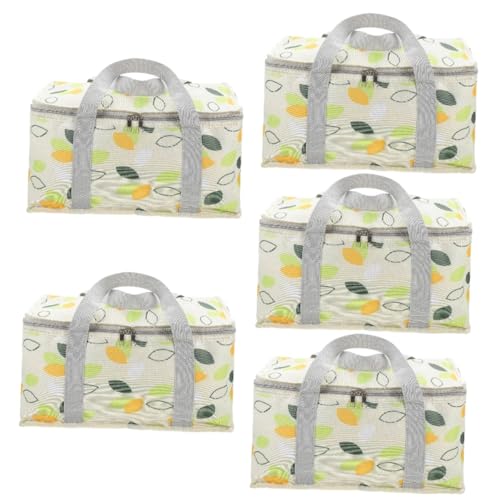 OUNONA 5St Tragbarer Isolier Beutel Lebensmittelbehälter thermische Bento-Tasche Thermal Bag kühlshrank Food Pouch tragbare Lunchtasche Camping-Lebensmittelbeutel Oxford-Stoff Light Green von OUNONA