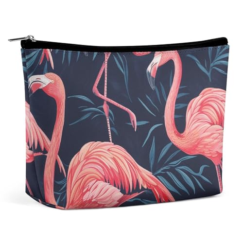 OURTEV Make-up-Tasche für Damen, tragbare Kosmetiktasche, Flamingo-Stil, Muster, Reise-Make-up-Tasche, Kulturbeutel für Damen, Stil, Einheitsgröße, Stil:, Einheitsgröße von OURTEV