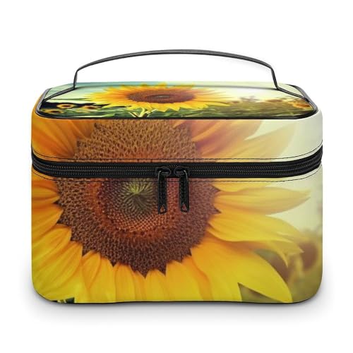 OURTEV Schöne Reise-Make-up-Tasche mit Sonnenblumen-Motiv, Kosmetiktasche für Damen, wasserdicht, tragbar, Make-up-Organizer, Stil:, 25x18x15cm von OURTEV