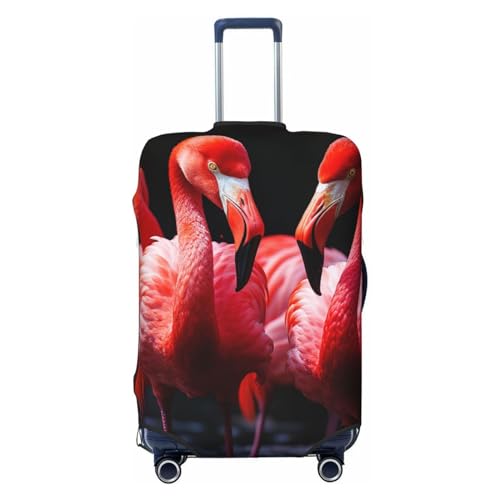 Gepäckabdeckung, waschbar, dehnbar, Flamingos auf schwarzem Hintergrund, Kofferabdeckung, kratzfest, passend für 45,7 - 81,3 cm Gepäckschutz, Schwarz , L von OUSIKA