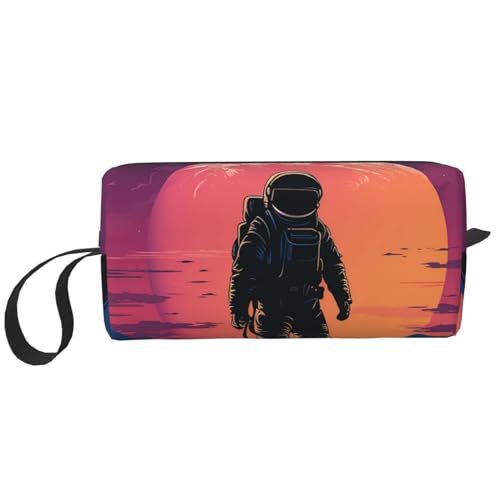 OUSIKA Coole Astronauten-Kosmetiktaschen für Frauen, tragbare Make-up-Tasche, Reise-Aufbewahrungstasche, tägliche Empfangstasche, Kulturbeutel, große Kapazität, Weiß, Einheitsgröße, Reise, weiß, von OUSIKA