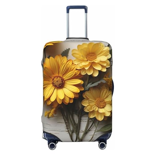 OUSIKA Gepäckabdeckung, waschbar, dehnbar, flach, gelber Blumen, Kofferabdeckung, kratzfest, passend für 45,7 - 81,3 cm Gepäckschutz, Schwarz , XL von OUSIKA
