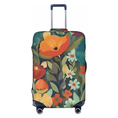OUSIKA Gepäckabdeckung, waschbar, dehnbar, für den Sommer, Blumenmuster, kratzfest, passend für 45,7 - 81,3 cm Gepäckschutz, Schwarz , XL von OUSIKA