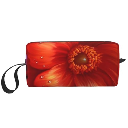 OUSIKA Kosmetiktasche mit schöner Blume, für Damen, tragbare Make-up-Tasche, Reise-Aufbewahrungstasche, für den täglichen Gebrauch, Kulturbeutel, weiß, Einheitsgröße, weiß, Einheitsgröße von OUSIKA