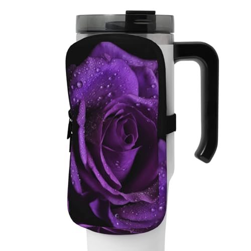 OUSIKA Lila Rose Print Wasserflasche Beutel Tumbler Pouch Bag Handheld Sport Trinkflasche Zubehör Tasche Reißverschluss Beutel Gürteltasche für Männer Frauen, Schwarz , M OUSIKA Lila Rose Print Wasserflasche Beutel Tumbler Pouch Bag Handheld Sport Trinkflasche Zubehör Tasche Reißverschluss Beutel Gürteltasche für Männer Frauen, Schwarz , M von OUSIKA