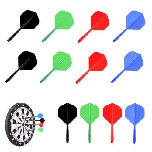 OUTALIZ 12 Stück Dart Flights mit Schäfte Stabil, 75 mm Gewinde Dartpfeil Flights, Dartpfeile Zubehör, Integrated Dartflüge und Schächte, für Darts Dartpfeil Spiel (Schwarz, Rot, Blau und Grün) von OUTALIZ