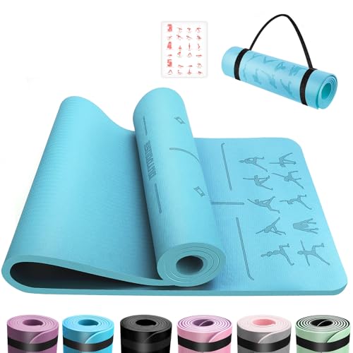 OUTDOUSE Yoga Matte, TPE Yogamatte Rutschfest Hautfreundliche Gymnastikmatte mit Ausrichtungslinien Sportmatte Dicke 6mm, Fitnessmatte Turnmatte Pilates Matte mit Tragegurt 183x61cm OUTDOUSE Yoga Matte, TPE Yogamatte Rutschfest Hautfreundliche Gymnastikmatte mit Ausrichtungslinien Sportmatte Dicke 6mm, Fitnessmatte Turnmatte Pilates Matte mit Tragegurt 183x61cm von OUTDOUSE
