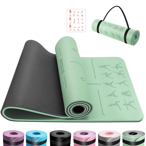 OUTDOUSE Yoga Matte, TPE Yogamatte Rutschfest Hautfreundliche Gymnastikmatte mit Ausrichtungslinien Sportmatte Dicke 6mm, Fitnessmatte Turnmatte Pilates Matte mit Tragegurt 183x61cm OUTDOUSE Yoga Matte, TPE Yogamatte Rutschfest Hautfreundliche Gymnastikmatte mit Ausrichtungslinien Sportmatte Dicke 6mm, Fitnessmatte Turnmatte Pilates Matte mit Tragegurt 183x61cm von OUTDOUSE