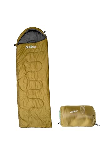 OUTLINER | Schlafsack 75x220 cm | Leichter Schlafsack - 4 Jahreszeiten für Camping, Wandern, Zeltwanderungen | Schlafsack Outdoor - Wasserdichter | Sommerschlafsack, Winterschlafsack | Grün von OUTLINER