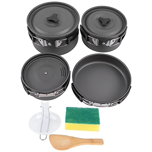 Camping-Kochgeschirr, kompakt/leicht/langlebig Camping Töpfe und Pfannen Set, Outdoor Portable Kochtopf/Topfabdeckung/Löffel Set Aluminiumoxid Camping Kochset von OUTPFTS