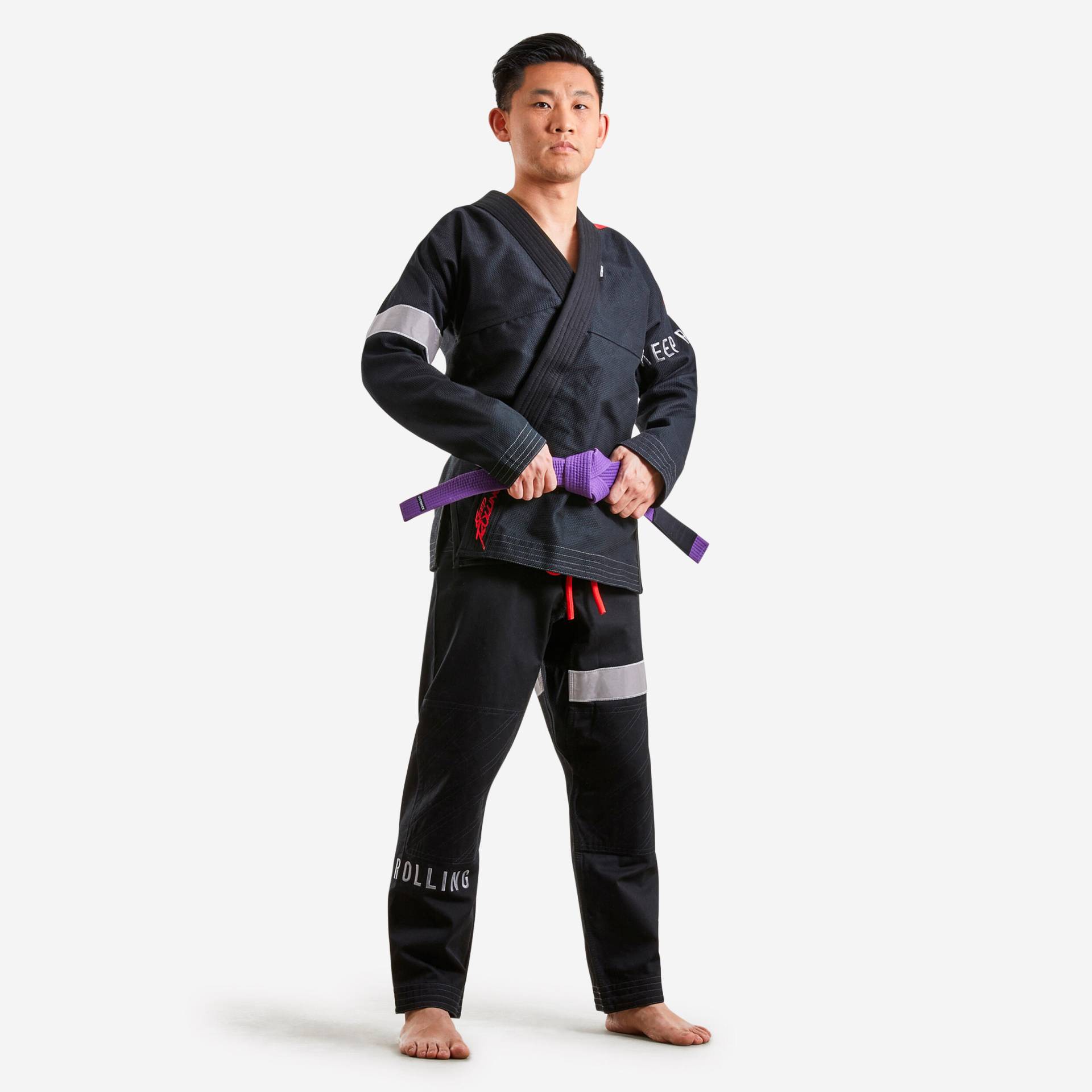 Kimono Kampfsportanzug Damen/Herren Brasilianisches Jiu-Jitsu BJJ - 500 schwarz von OUTSHOCK