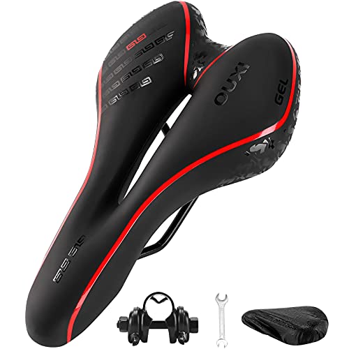 OUXI Fahrradsitz, Gel-Fahrradsattel, bequem, weich, atmungsaktiv, mit ergonomischem Design, für MTB, Mountainbike, Heimtrainer, Rennrad, Herren und Damen (Rot) OUXI Fahrradsitz, Gel-Fahrradsattel, bequem, weich, atmungsaktiv, mit ergonomischem Design, für MTB, Mountainbike, Heimtrainer, Rennrad, Herren und Damen (Rot) von OUXI