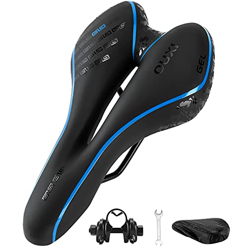 OUXI Fahrradsitz, Gel-Fahrradsattel, bequem, weich, atmungsaktiv, mit ergonomischem Design, für MTB, Mountainbike, Heimtrainer, Rennrad, Herren und Damen, Blau OUXI Fahrradsitz, Gel-Fahrradsattel, bequem, weich, atmungsaktiv, mit ergonomischem Design, für MTB, Mountainbike, Heimtrainer, Rennrad, Herren und Damen, Blau von OUXI