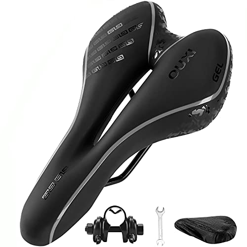OUXI Fahrradsitz, Gel-Fahrradsattel, bequem, weich, atmungsaktiv, mit ergonomischem Design, für MTB, Mountainbike, Heimtrainer, Rennrad, Herren und Damen (schwarz) OUXI Fahrradsitz, Gel-Fahrradsattel, bequem, weich, atmungsaktiv, mit ergonomischem Design, für MTB, Mountainbike, Heimtrainer, Rennrad, Herren und Damen (schwarz) von OUXI
