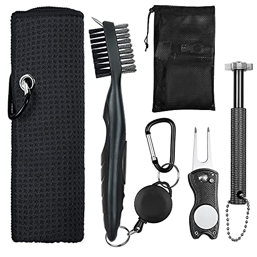OUYILE Golf Club Cleaner,Golf Handtuch,Golf Club Pinsel,Golf Club Groove Sharpener und Divot Repair Tool mit Golf Pouch Bag,Golf Zubehör für Männer,Golf Ball Cleaner OUYILE Golf Club Cleaner,Golf Handtuch,Golf Club Pinsel,Golf Club Groove Sharpener und Divot Repair Tool mit Golf Pouch Bag,Golf Zubehör für Männer,Golf Ball Cleaner von OUYILE