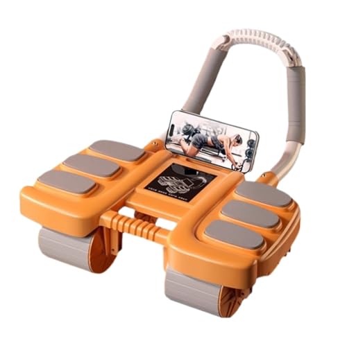 Bauchtrainer Bauchroller Bauchroller, Bauchmuskeltrainer Für Den Innenbereich, Fitness-Stützrad, 4 Selbstfedernde Räder Fitnessgeräte(Orange) von OUYUE