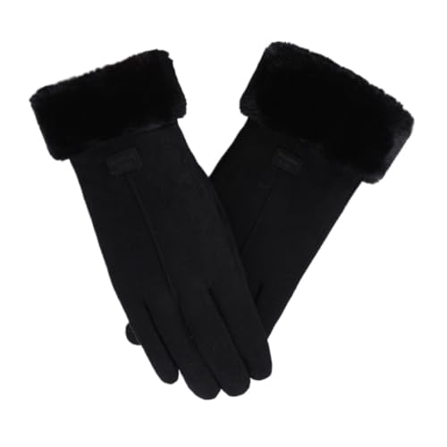 OUYUE Winterhandschuhe Damen-Winter-Outdoor-Sport-verdickte Warme Vollfinger-Touchscreen-Handschuhe Warme Handschuhe(Black) von OUYUE