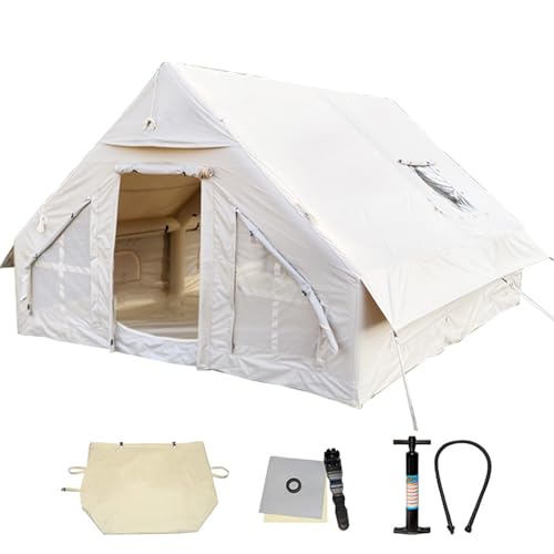 Aufblasbare Canvas-Zelte für Camping | Aufblasbare große Luft-Jurtenzelte für 2–8 Personen, einfach aufzubauen/wasserdicht/atmungsaktiv, Outdoor-Tipi-Zelte aus Oxford-Canvas, 4-Jahreszeiten-Modell für von OUZBEM