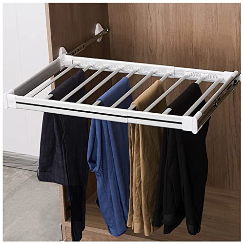 Ausziehbare ausziehbare Kleiderstange – multifunktionaler Hosenständer, ausziehbarer Hosenbügel für den Kleiderschrank, verstellbarer Kleider-Organizer-Halter, für Ankleidezimmer (Farbe: Weiß, Größe: von OUZBEM