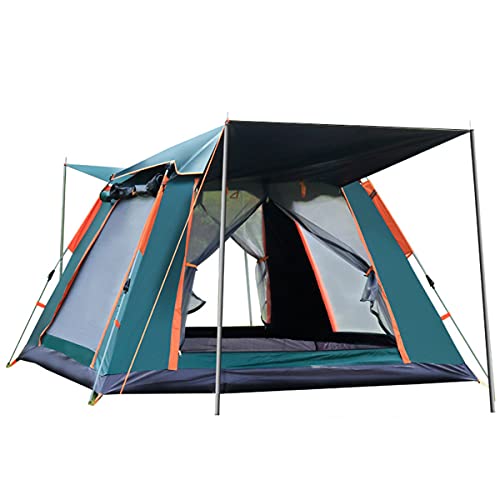 Familien-Campingzelt für 4–5 Personen mit 360°-Panoramablick, 100% wasserdichtes Pop-Up-Zelt für den Außenbereich, Schnellaufbau-System, schnelles Aufstellen, faltbares Festivalzelt mit Moskitonetz von OUZBEM