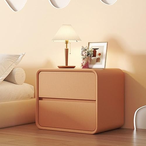 OUZBEM Nachttisch mit 2/3 Schubladen, brauner moderner Sofa-Beistelltisch mit ausziehbarer Ablage für Schlafzimmer, Wohnzimmer, Holzbraun (Zwei Schichten von 45 cm) Vision von OUZBEM