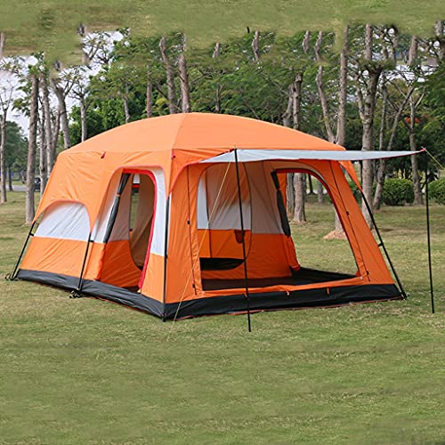 Outdoor-Zelt, Campingzelt für 6 Personen, Familienzelte für Camping, wasserdicht, Zelt mit Wohnzimmer und separaten Räumen, 4-Jahreszeiten-Zelte, großer Familienunterschlupf (Farbe: Orange) Vision von OUZBEM