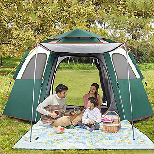 Pop-up-Zelte für Camping, 4-Personen-Zelt mit feuchtigkeitsbeständiger Matte, Festival-Essential-Familienzelte, Rucksackzelt, wasserdicht, automatischer Aufbau, für Picknick-Strand im Freien (Größe: von OUZBEM
