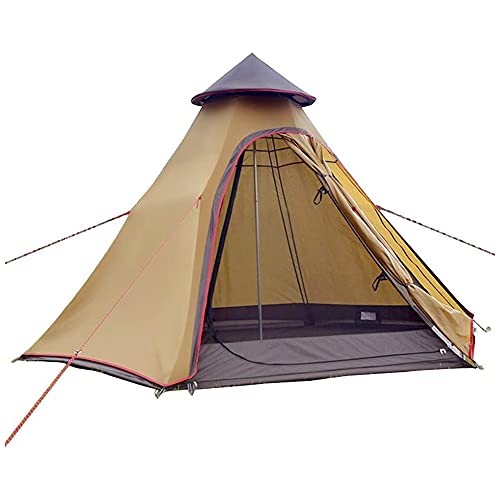 Wasserdichtes Camping-Pyramiden-Tipi-Zelt für Erwachsene, Tipi-Zelt, wasserdichtes Doppelschichten-Indianerzelt, Jurtenzelt, Turmpfosten-Glockenzelt für Familienausflüge im Freien Vision von OUZBEM