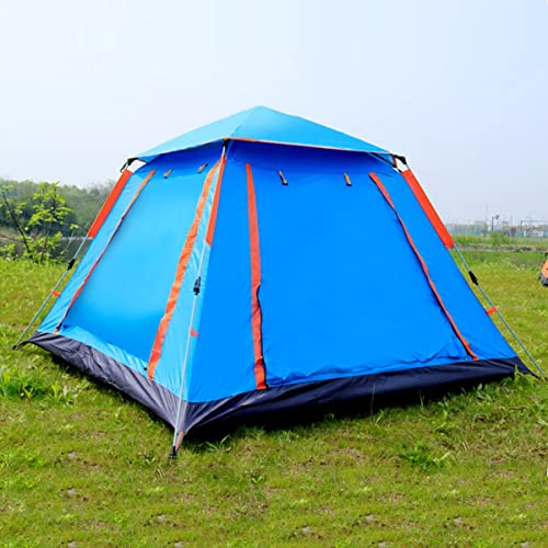 Zelt für Familien, 5–6 Personen, Campingzelte (240 x 240 cm), doppellagiges Zelt mit Veranda-Schatten, Sonnenschutz, Pop-up-Zelt mit erweiterter Belüftung, Verwendung im Garten im Freien (Farbe: Blau) von OUZBEM
