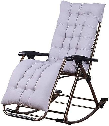 Zero Gravity Chair Schaukelstuhl Outdoor Garten für Erwachsene Relax Comfort |Klappbarer Sonnenliegestuhl, Liegestühle, Liegestuhl mit grauen Kissen für Terrasse, Veranda, Garten, Rasen, Camping, von OUZBEM