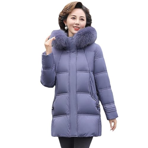 OUZHJKRZ Daunenjacke Mutter Mittleren Alters Revers Warme Down Jackets Winter Puffer Coat Mittellang Baumwollmantel Lässig und Vielseitig,C,3XL von OUZHJKRZ