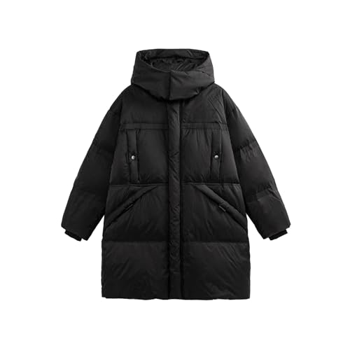 OUZHJKRZ Daunenjacke Unisex Verdicken Warme Down Jackets Winddicht Down Jackets Winter Puffer Coat Mittellang Lässige Outdoor-Kleidung mit Kapuze,A,L von OUZHJKRZ