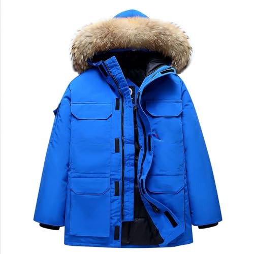 OUZHJKRZ Daunenjacke Unisex Warme Wasserdicht Down Jackets Winddicht Down Jackets Winter Puffer Coat Freizeitmantel mit Kapuze, Geeignet für Den Täglichen Weg Zur Arbeit,B,2XL von OUZHJKRZ