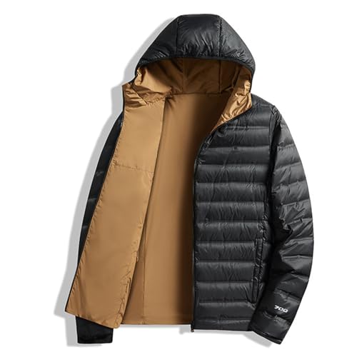 OUZHJKRZ Daunenjacke Warme Wasserdicht Down Jackets Winddicht Down Jackets Winter Puffer Coat Doppelseitiges Leichtes Modell mit Kapuze, für Den Einsatz Im Freien Geeignet,C,L von OUZHJKRZ