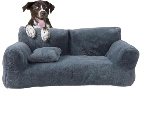 OUlxxluo Beruhigendes Haustier-Schlafsofa – Flauschiges, waschbares Welpen-Katzenbett – für Haustiere und große Hunde und Katzen,45x39x21cm,Grey von OUlxxluo