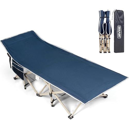 OVERMONT Klappbar Campingbett Übergroß Feldbett - Gästebett für Erwachsene 190 x 71 x 36 cm - bis 250kg Belastbar - 2400D Oxfordgewebe mit Seitentasche Tragetasche für Camping Garten Büro von OVERMONT