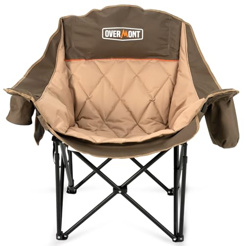 OVERMONT Übergroßer Klappbar Campingstuhl Campingsofa - bis 204KG Belastbar - Faltbar Campingsessel Gepolstert mit Getränkehalter Kühltasche hoher Rückenlehne für Outdoor Indoor Camping Garten Khaki OVERMONT Übergroßer Klappbar Campingstuhl Campingsofa - bis 204KG Belastbar - Faltbar Campingsessel Gepolstert mit Getränkehalter Kühltasche hoher Rückenlehne für Outdoor Indoor Camping Garten Khaki von OVERMONT